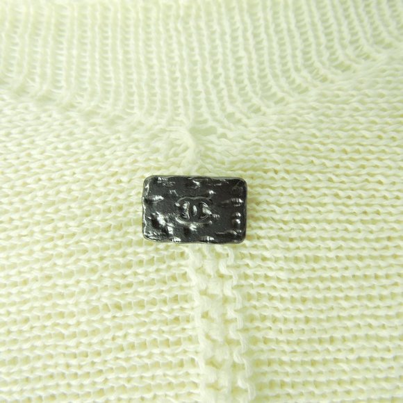 CHANEL 2pc twinset sweater set Ivory Black CC logo 2012 Spring Collection - Picture 10 of 14